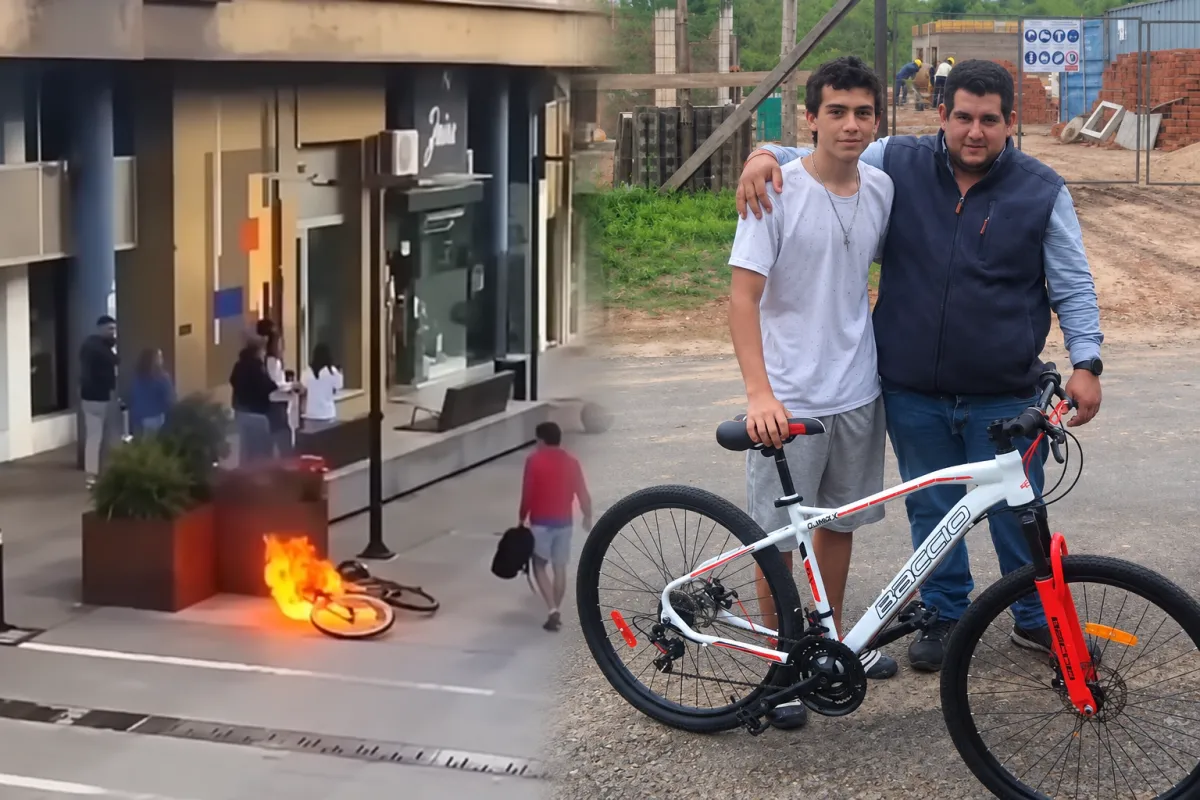 Foto sobre Vio el video de la bicimoto incendiada y le regaló una bicicleta al joven: «Era su único transporte para ir a estudiar»