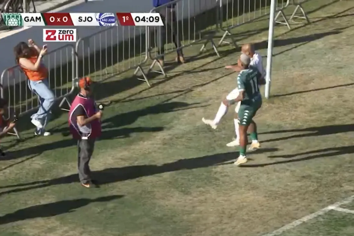 Foto sobre Futbolista pateó una pelota fuera de juego, golpeó en la cabeza a una comunicadora y la dejó inconsciente