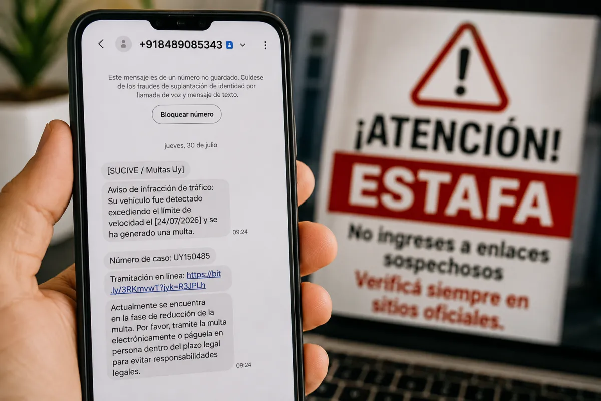 Alerta en Paysandú por mensajes falsos sobre multas de tránsito: advierten que buscan estafar a conductores