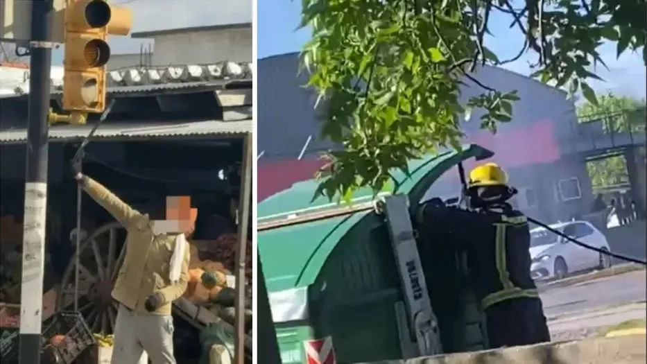 Foto sobre Maldonado: la mujer conocida por romper semáforos volvió a incendiar un contenedor y fue trasladada por policía