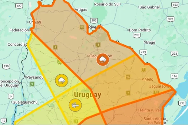 Foto sobre Inumet excluye a Paysandú de la Alerta pero la mantiene en todo el país