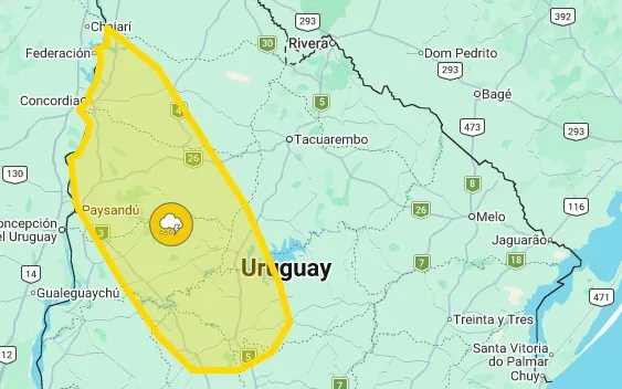 Foto sobre Atención Paysandú: INUMET emitió una advertencia amarilla por tormentas fuertes y estas son las zonas que podrían verse afectadas