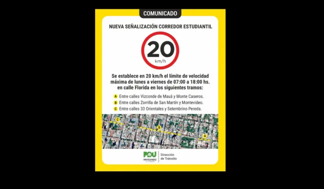 Foto sobre Paysandú puso en marcha un corredor estudiantil con velocidad máxima de 20 km/h